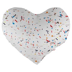 Ribbon Polka Large 19  Premium Heart Shape Cushions by Mariart