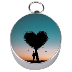 Tree Heart At Sunset Silver Compasses by WensdaiAmbrose