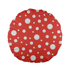 Polka Dot On Living Coral Standard 15  Premium Round Cushions by LoolyElzayat