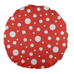 Polka Dot On Living Coral Large 18  Premium Round Cushions by LoolyElzayat