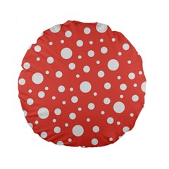 Polka Dot On Living Coral Standard 15  Premium Flano Round Cushions by LoolyElzayat