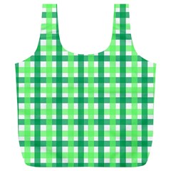 Sweet Pea Green Gingham Full Print Recycle Bag (xl) by WensdaiAmbrose