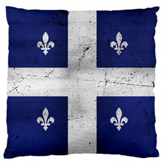 Flag Quebec Drapeau Grunge Fleur De Lys Blue And White Large Cushion Case (two Sides) by Quebec