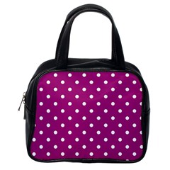 Fuschia Polka Dot Classic Handbag (one Side) by retrotoomoderndesigns