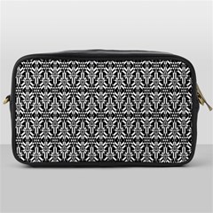 Black And White Filigree Toiletries Bag (one Side) by retrotoomoderndesigns