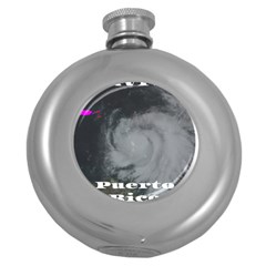 Survivor Of Hurricane Maria Puerto Rico Round Hip Flask (5 Oz) by StarvingArtisan