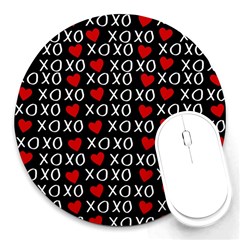 Xo Valentines Day Pattern Round Mousepads by Valentinaart