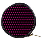 Pink Black Polka Dots Mini Makeup Bag Front