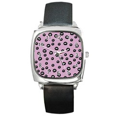 Totoro - Soot Sprites Pattern Square Metal Watch by Valentinaart