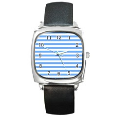 Blue Stripes Square Metal Watch by snowwhitegirl