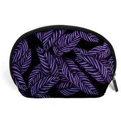 Tropical Leaves Purple Accessory Pouch (large) by snowwhitegirl