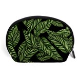 Tropical Leaves On Black Accessory Pouch (Large) Front