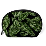 Tropical Leaves On Black Accessory Pouch (Large) Back