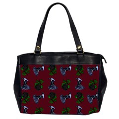 Gothic Girl Rose Red Pattern Oversize Office Handbag (2 Sides) by snowwhitegirl