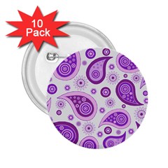 Retro Paisley Purple 2 25  Buttons (10 Pack)  by snowwhitegirl