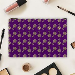 Victorian Crosses Purple Cosmetic Bag (large) by snowwhitegirl