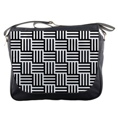 Black And White Basket Weave Messenger Bag by retrotoomoderndesigns