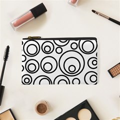 Abstract Black On White Circles Design White Cosmetic Bag (xs) by LoolyElzayat