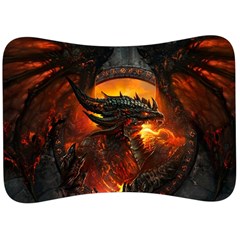 Dragon Legend Art Fire Digital Fantasy Velour Seat Head Rest Cushion by Sudhe