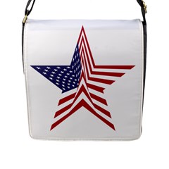 A Star With An American Flag Pattern Flap Closure Messenger Bag (l) by Sudhe