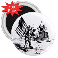 Apollo Moon Landing Nasa Usa 3  Magnets (100 Pack) by Sudhe