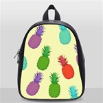 Colorful Pineapples Wallpaper Background School Bag (Small) Front