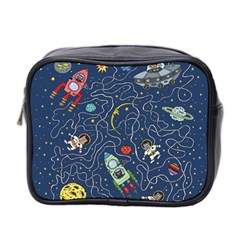 Cat Cosmos Cosmonaut Rocket Mini Toiletries Bag (two Sides) by Sudhe