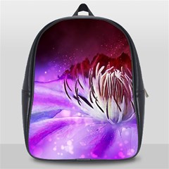 Clematis Structure Close Up Blossom School Bag (large) by Pakrebo