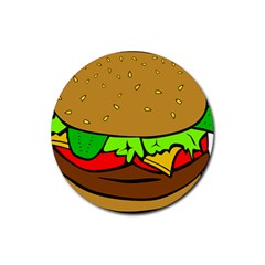 Hamburger Cheeseburger Fast Food Rubber Coaster (round)  by Sudhe