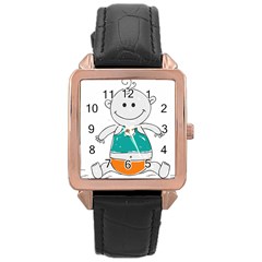 Baby Cute Child Birth Happy Rose Gold Leather Watch  by Sudhe