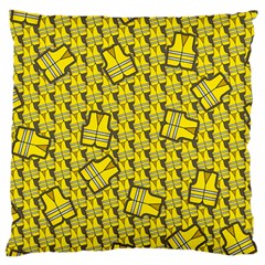 Gilet Jaune Pattern Yellowvests Cowcow Gilet Jaune Pattern Funny Yellow Vests Large Cushion Case (one Side) by snek