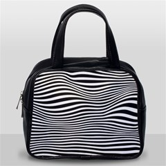 Retro Psychedelic Waves Pattern 80s Black And White Classic Handbag (one Side) by genx