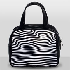 Retro Psychedelic Waves Pattern 80s Black And White Classic Handbag (two Sides) by genx