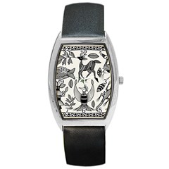 African Senufo Korhogo Tribal Ethnic Art Elements Vector Barrel Style Metal Watch by BluedarkArt