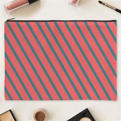 Living Coral Diagonal Stripes Cosmetic Bag (xxxl) by LoolyElzayat