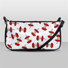 Red Apple Core Funny Retro Pattern Half On White Background Shoulder Clutch Bag by genx