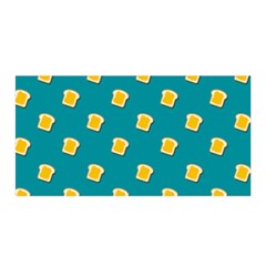 Toast With Cheese Funny Retro Pattern Turquoise Green Background Satin Wrap by genx