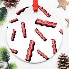 Funny Bacon Slices Pattern Infidel Red Meat Ornament (round) by genx