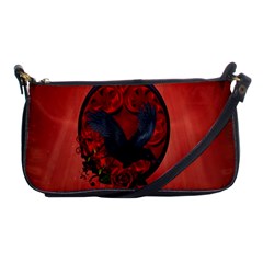 The Crow With Roses Shoulder Clutch Bag by FantasyWorld7