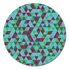 Retro Teal Green Geometric Pattern Magnet 5  (round) by snowwhitegirl