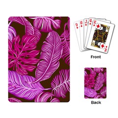 Tropical Pink Leaves Playing Cards Single Design by snowwhitegirl