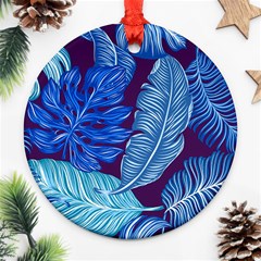 Tropical Blue Leaves Ornament (round) by snowwhitegirl