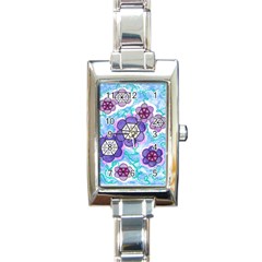 Hexagonal Flowers Rectangle Italian Charm Watch by okhismakingart