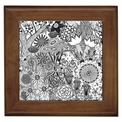 Floral Jungle Black And White Framed Tiles by okhismakingart