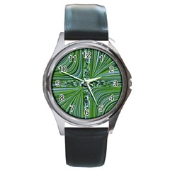 Electric Field Art Vii Round Metal Watch by okhismakingart