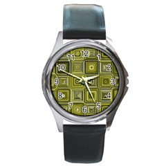 Electric Field Art Xvi Round Metal Watch by okhismakingart