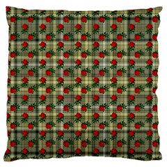 Roses Yellow Plaid Standard Flano Cushion Case (two Sides) by snowwhitegirl