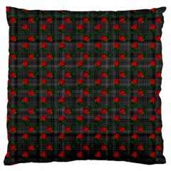 Roses Black Plaid Standard Flano Cushion Case (one Side) by snowwhitegirl