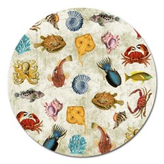 Sea World Vintage Pattern Magnet 5  (round) by Valentinaart