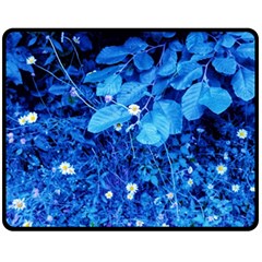 Blue Daisies Fleece Blanket (medium)  by okhismakingart